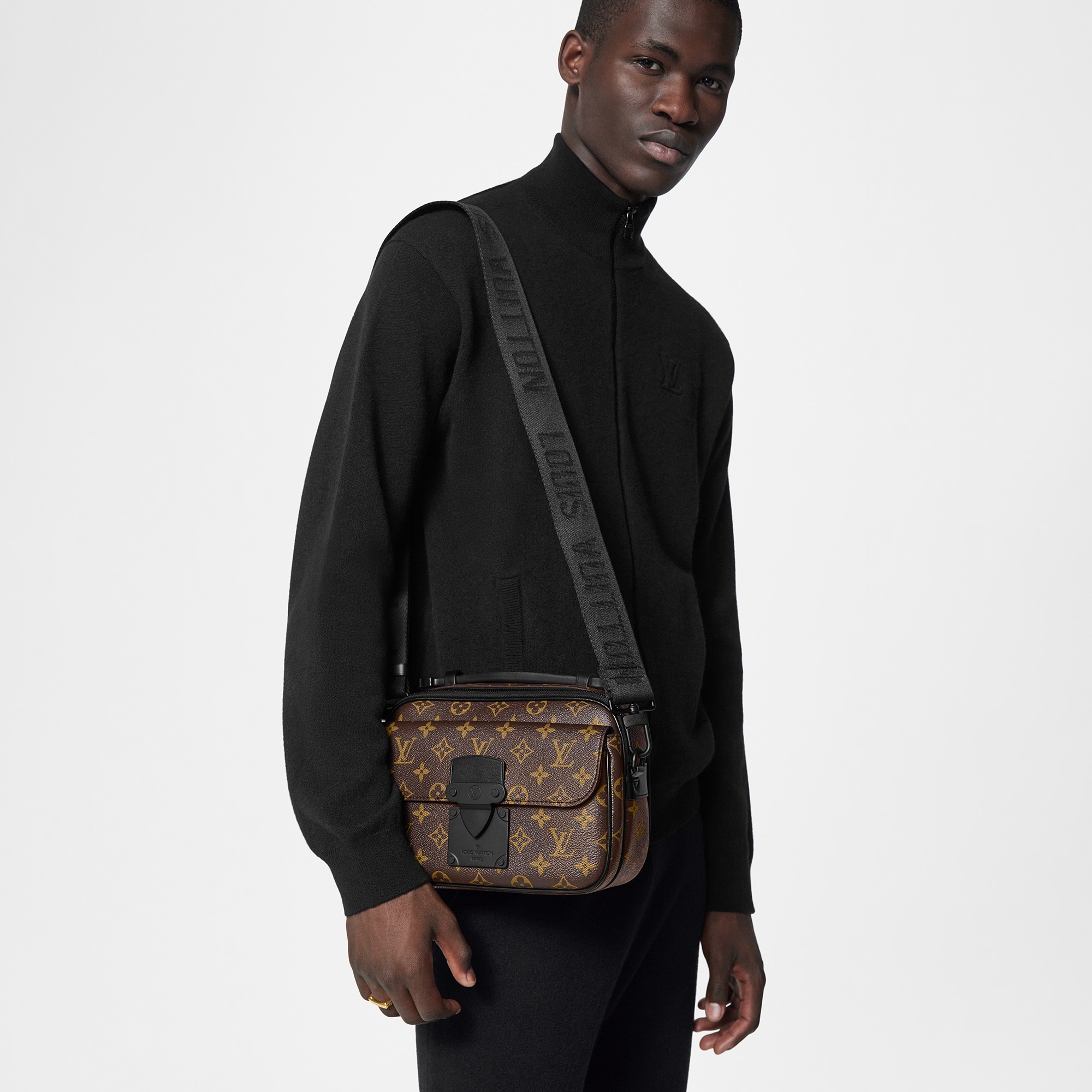 S Lock Messenger Monogram Macassar Canvas - Men - Bags | LOUIS 